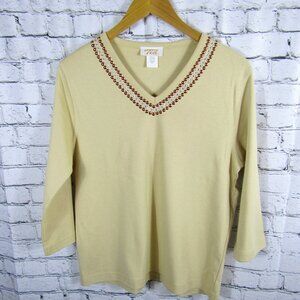 NWOT Tia Women's Knit Beaded Top Size L
